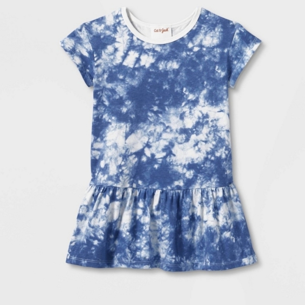 Nwt Cat & Jack Blue Tie Dye Toddler Girls Dress
